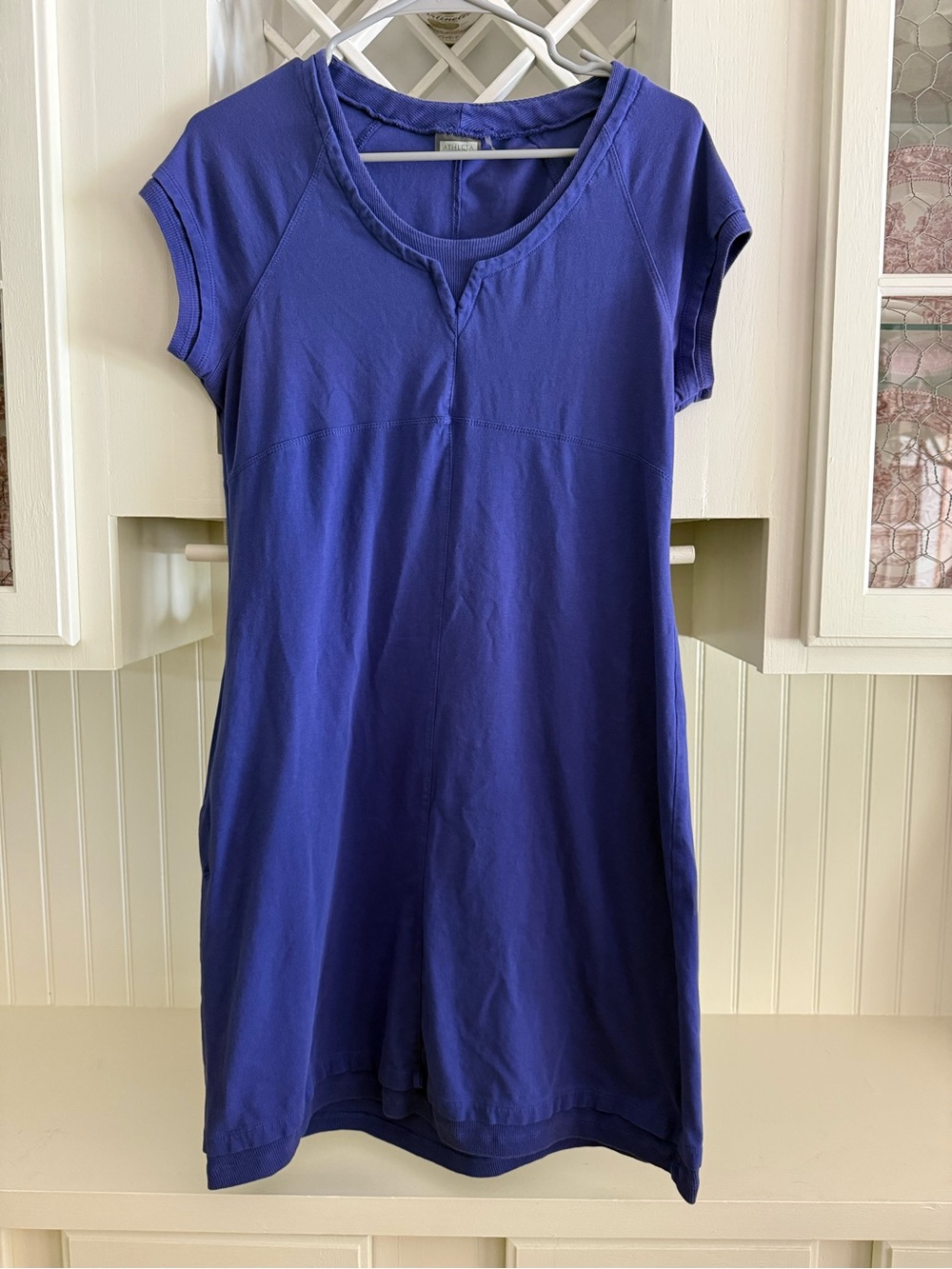 Athleta Costa Brava Tee Dress Large Organic Cotton Spandex Zip Pocket